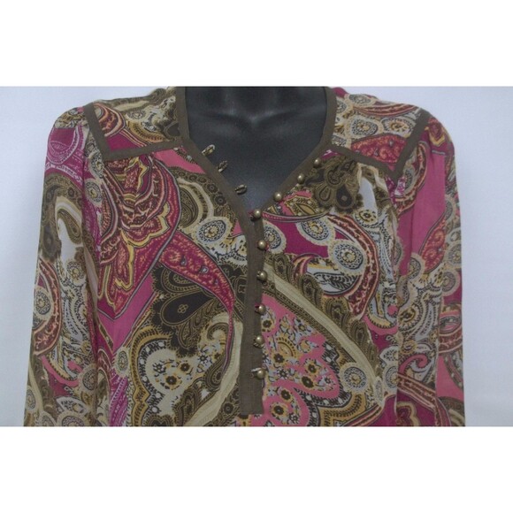 CACHE Women's Size M Semi-Sheer Pull-Over Top-Tunic Paisley Print - Picture 2 of 4